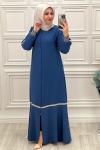 2331 Elit Keten Etek Biyeli Ferace İndigo İndigo