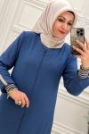 2331 Elit Keten Etek Biyeli Ferace İndigo İndigo