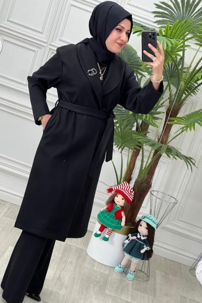 23337 Kaşe Kaban Siyah