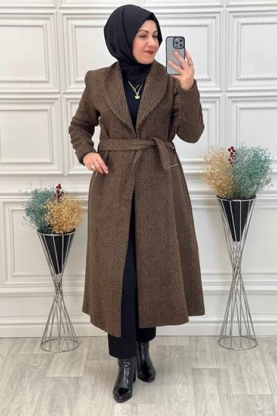 2340 Kaşe Kaban  Kahverengi