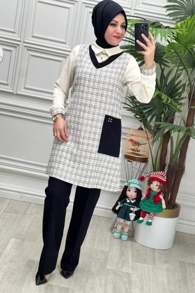 2417634 Tunik Takım Taş Rengi