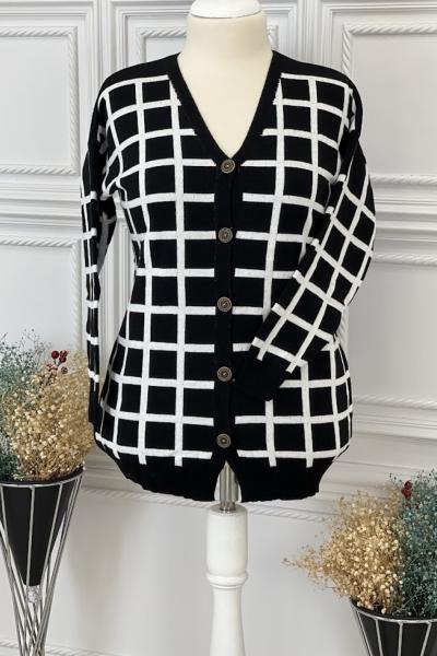 2430 Kare Desen Hırka Krem Krem