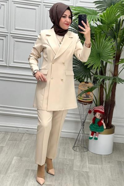 24314 Ceket Takım Taş Rengi