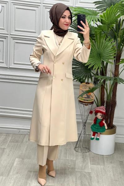 24315 Ceket Takım Taş Rengi