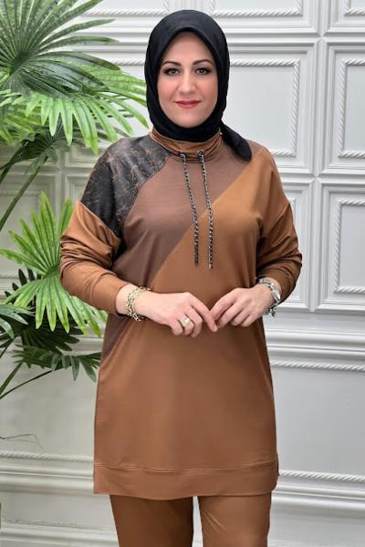 2502B Tunik Takım Kahverengi
