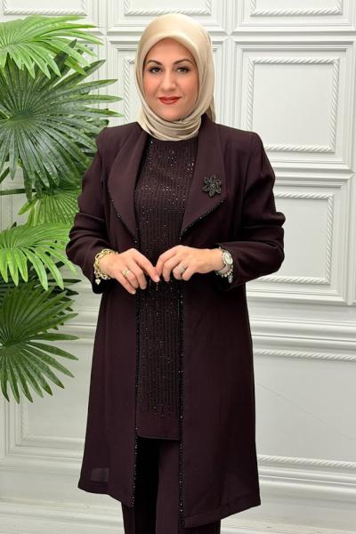 2517B Tunik Takım Kahverengi