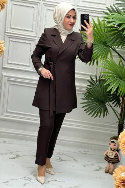 25469 Ceketli Takım Kahverengi