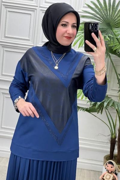25533 Tunik Takım İndigo