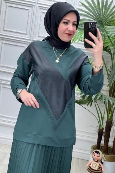 25533 Tunik Takım Zümrüt