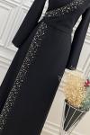 2562 Taşlı Abiye Siyah Siyah
