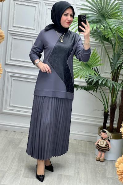2566B Tunik Takım Gri
