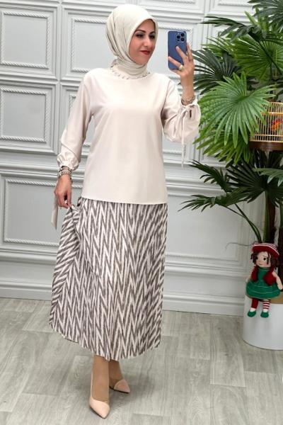 2567B Tunik Takım Taş Rengi