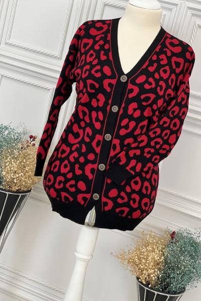 2568 Dalmaçya Desenli Hırka Kırmızı Kırmızı