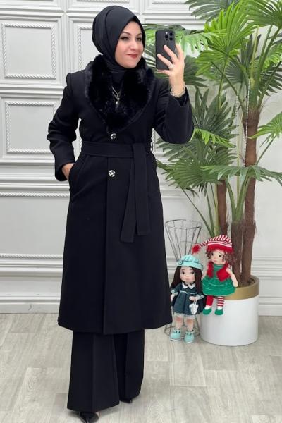 2570 Kaşe Kaban Siyah