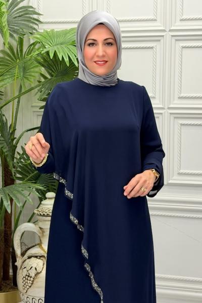 2602b Elbise Lacivert