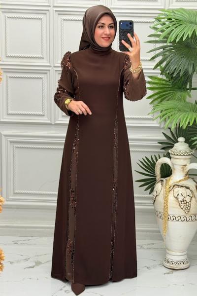 2605A Elbise Kahverengi