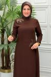 2611C Elbise Kahverengi