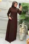 2611C Elbise Kahverengi
