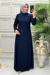 2611C Elbise Lacivert