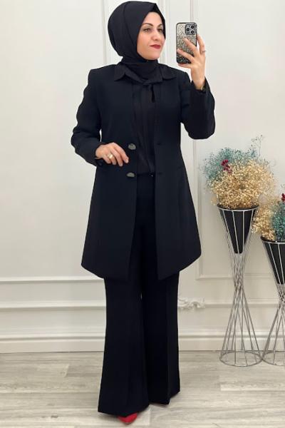 2617 Ceketli Takım Siyah Siyah