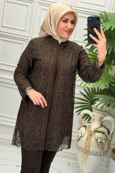 26207 Tunik Takım Kahverengi