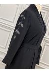 2641 Yaprak Desenli Elbise Abaya Siyah Diğer