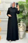 2642 Taşlı Ferace Siyah
