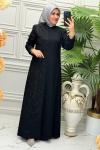 2642 Taşlı Ferace Siyah