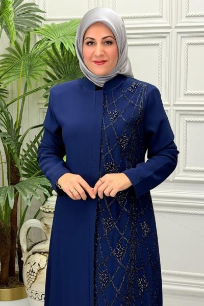 2642 Taşlı Ferace Lacivert