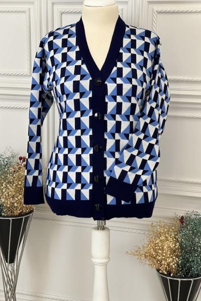 2718 Parça Desenli Hırka Lacivert Lacivert