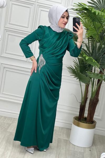 2758 Zeliş Elbise Zümrüt