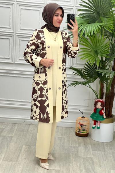 2773-B Üçlü Takım Kahverengi