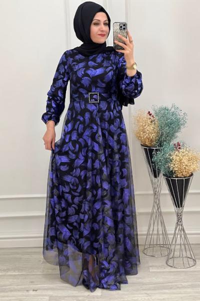 2802 Tül Abiye Lila Lila