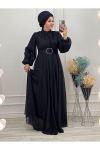 2803 Simli Kemerli Abiye Siyah Siyah