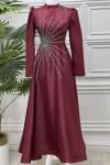 2838 Güz Elbise Bordo