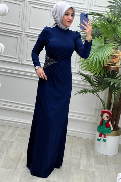 2854B Elbise İndigo