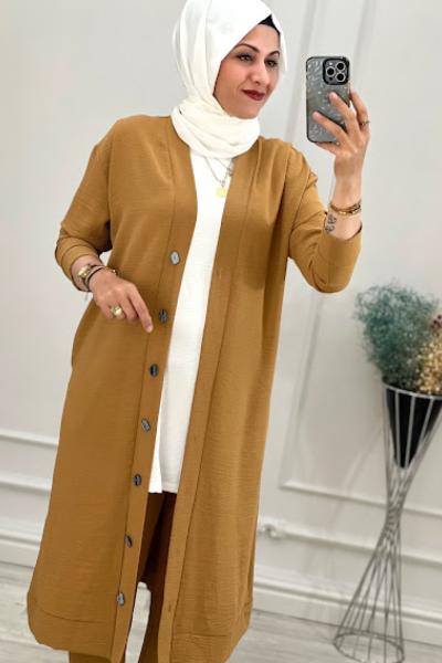 Üçlü Tesettür Takım Taba Taba