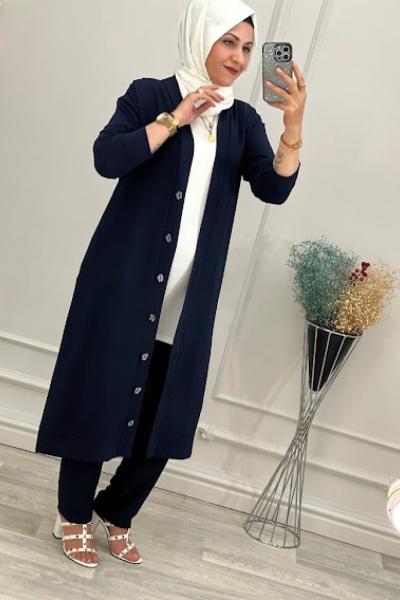 Üçlü Tesettür Takım Lacivert Lacivert