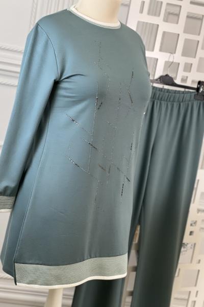 3010 Çizgi Detay Eşofman Takımı Mint Mint Yeşili