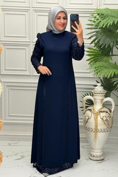 3011B Elbise Lacivert