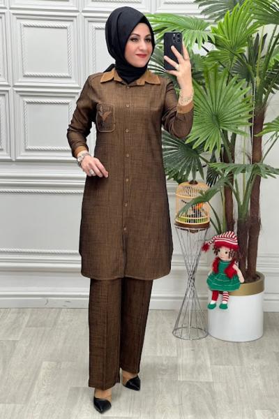 3012 Tunik Takım Kahverengi