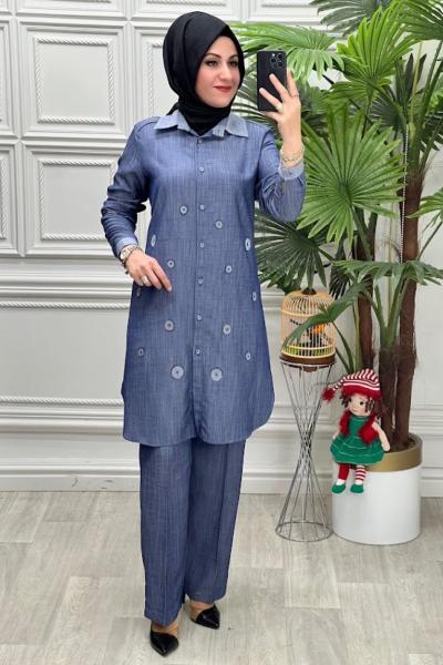 3013B Tunik Takım Mavi