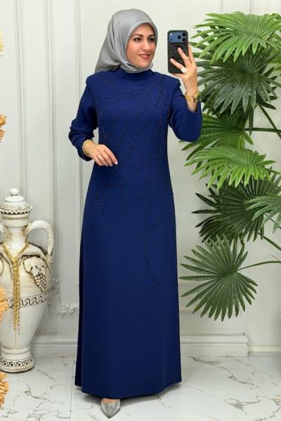 3014 Elbise İndigo