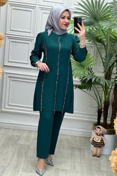3015 Tunik Takım Zümrüt