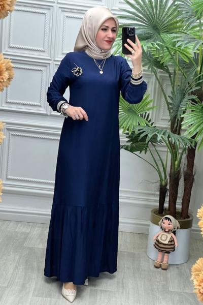 3018 Elbise Lacivert