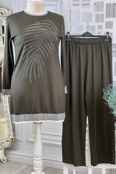 3020 Önü Büyük Yapraklı Takım  Haki Haki