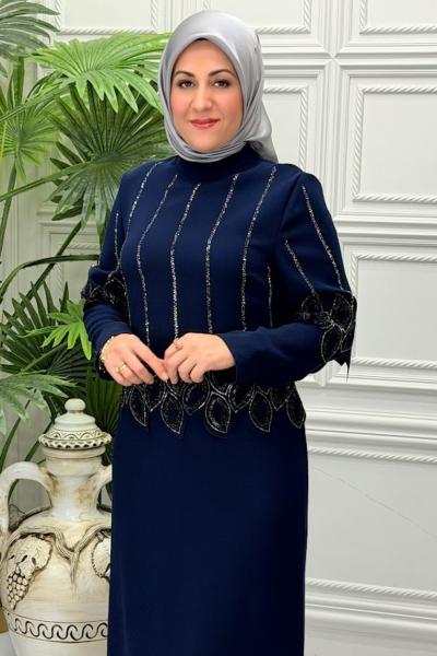 3022 Elbise  Lacivert