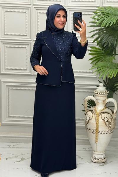 3028 Elbise Lacivert