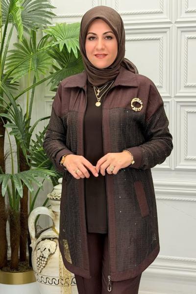 3034B Tunik Takım Kahverengi
