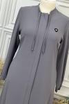 3045 Yakası Armalı Ferace  Gri
